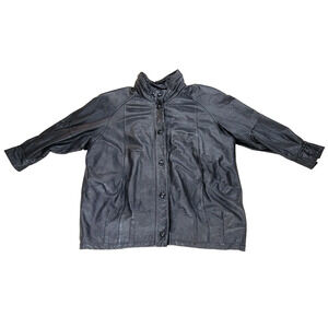 Vintage Pelle Jacket Coat Womens Size XL Black Leather Gorpcore Motorcycle Biker